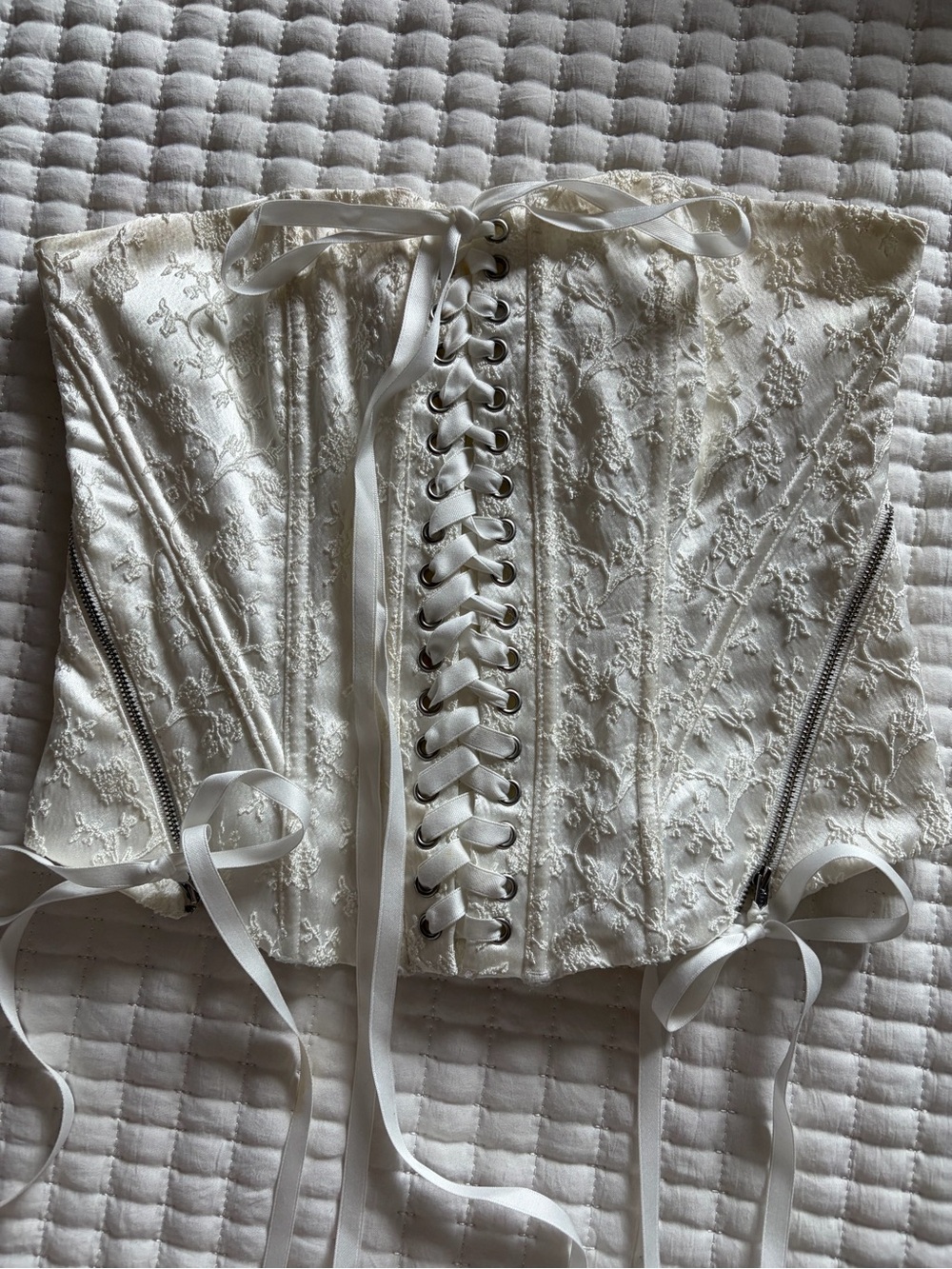 For Love & Lemons White Lace Corset Top